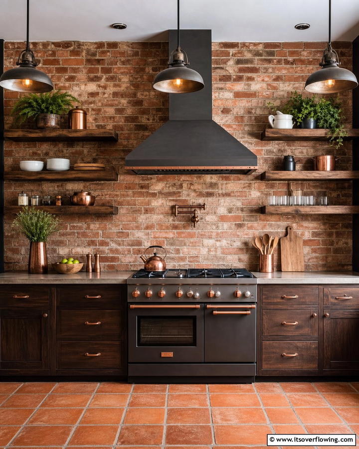 Vintage Brick Style - 30 Kitchen Splashback Ideas for Chic and Practical Walls