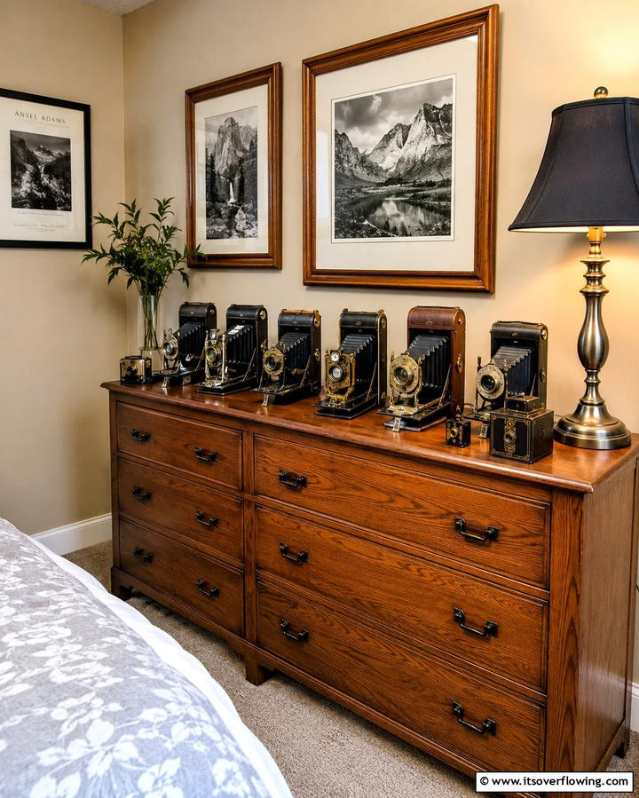 Vintage Camera Displays - 25 Steampunk Bedroom Ideas for a Unique Vintage Look