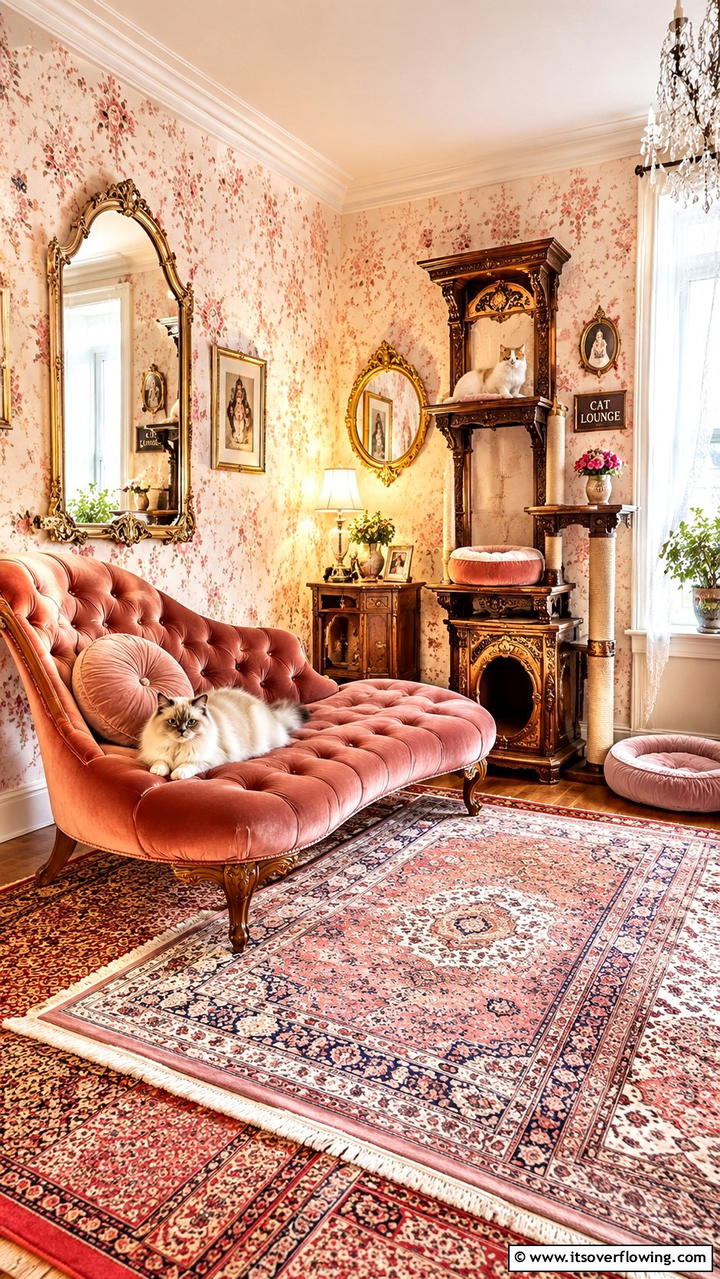 Vintage Cat Lounge - 30 Cat Room Ideas- Create a Purr-fect Space for Your Feline