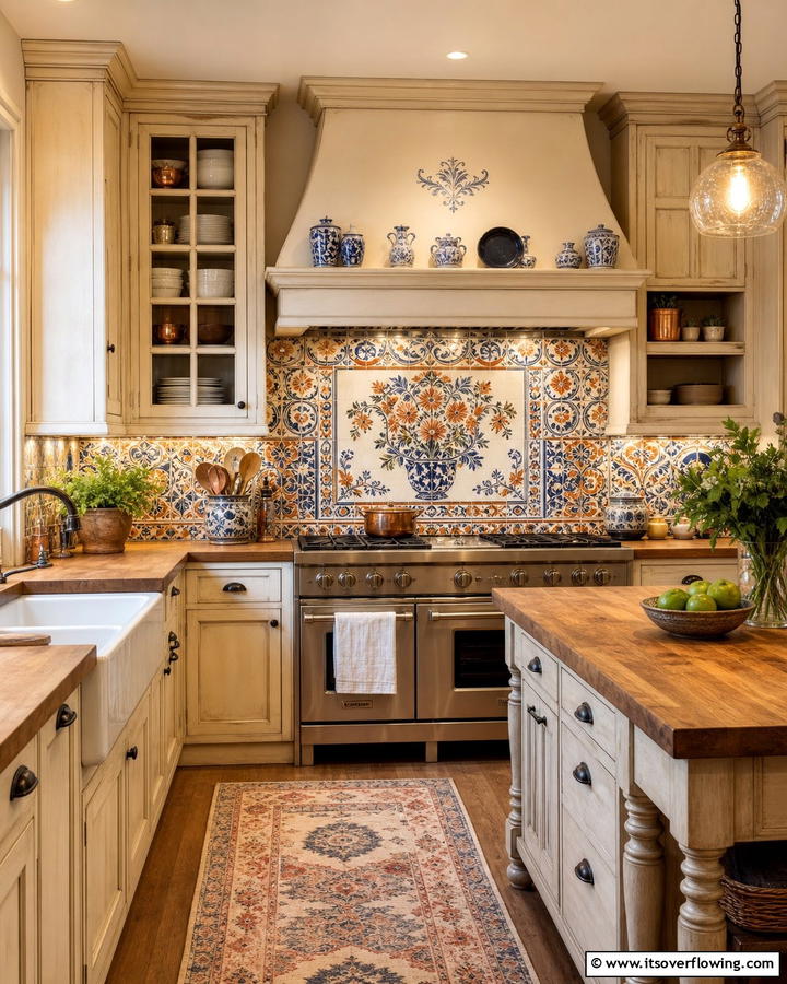 Vintage Ceramic Flair - 21 Kitchen Backsplash Ideas for Striaking Visual Impact
