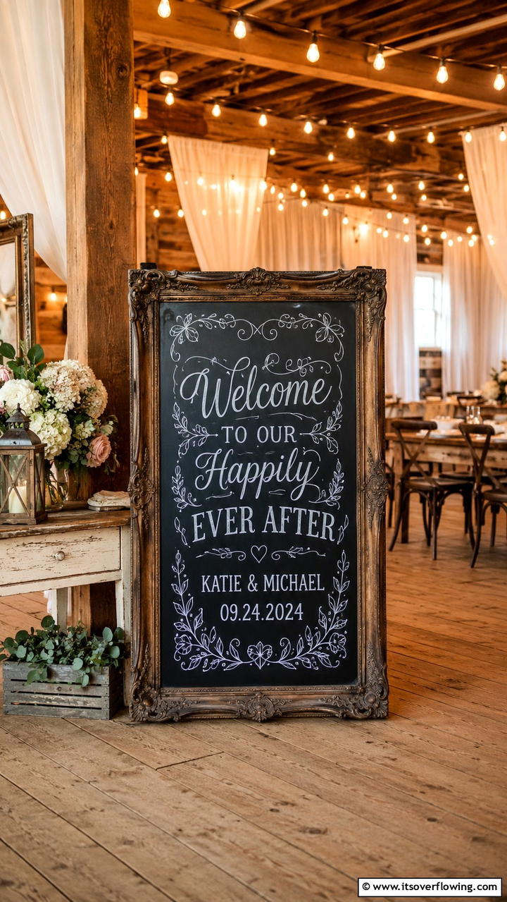 Vintage Chalkboard Elegance - 21 Wedding Welcome Sign Ideas to Greet Guests in Style