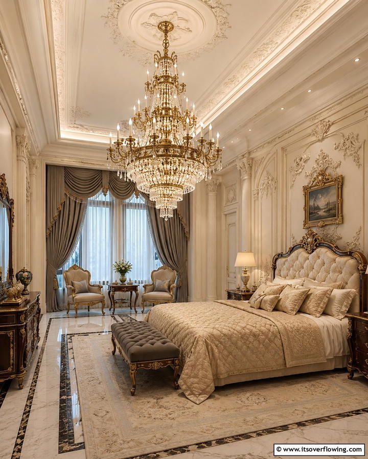 Vintage Chandeliers - 30 French Bedroom Decor Ideas for Elegant European Style