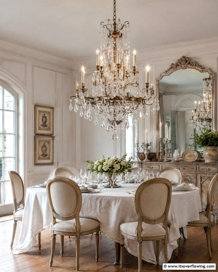 Vintage Chandeliers - 25 French Country Kitchen Ideas for a Charming Look