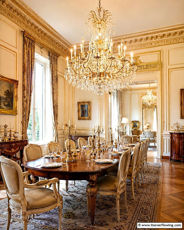 Vintage Chandeliers for Timeless Glamour - 25 Parisian Dining Room Ideas for Elegant Spaces