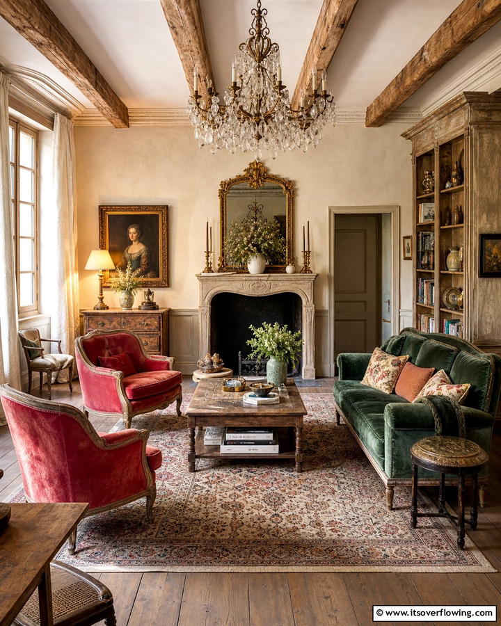 Vintage Charm - 21 French Country Living Room Ideas for Rustic Elegance
