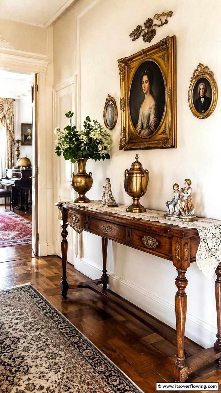 Vintage Charm - 30 Console Table Decor Ideas- Elevate Entryways and Halls