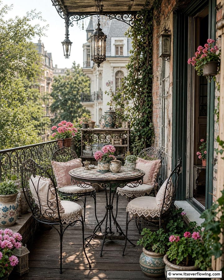 Vintage Charm Balcony - 21 Balcony Ideas to Turn Your Small Space into a Relaxing Retreat