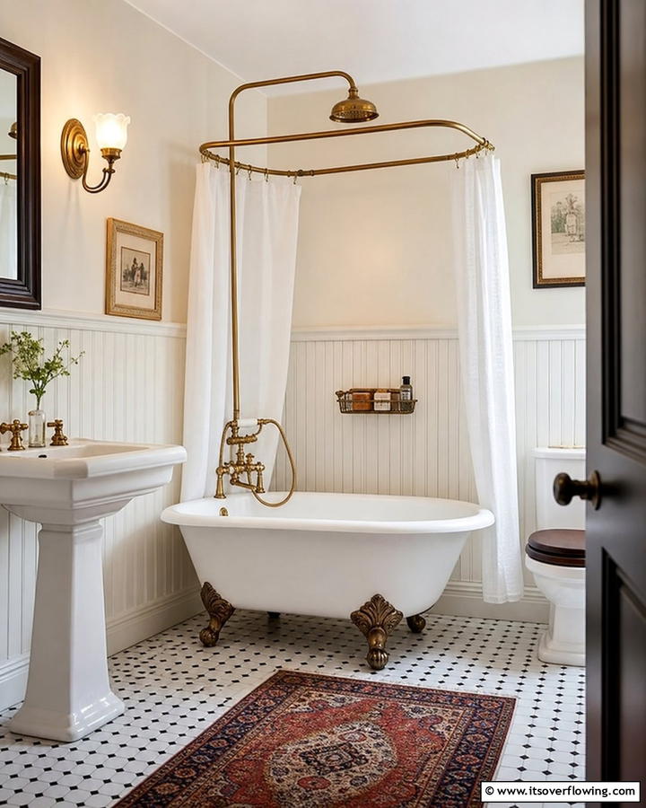 Vintage Charm Bath - 30 Tub-Shower Combo Ideas for Space-Efficient Bathrooms