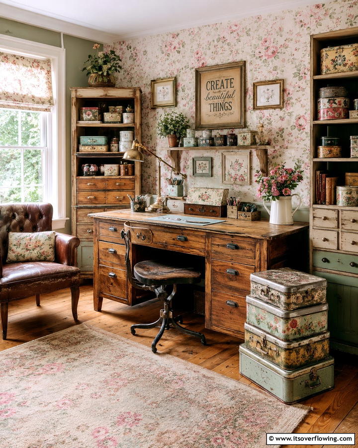 Vintage Charm Craft Studio - 30 Organized Craft Room Ideas for Creative Spaces at Home