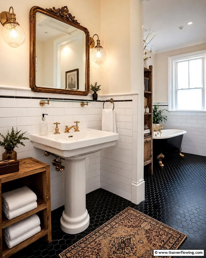 Vintage Charm Elements - 30 Small Master Bathroom Ideas for Efficient Luxury