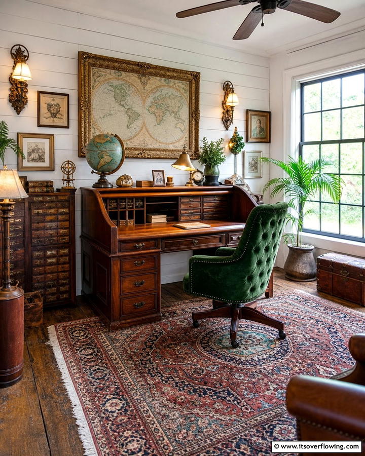 Vintage Charm Office - 21 Home Office Decor Ideas for Productivity and Style