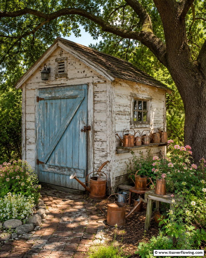 Vintage Charm Shed - 25 Garden Shed Ideas for Functional Outdoor Storage