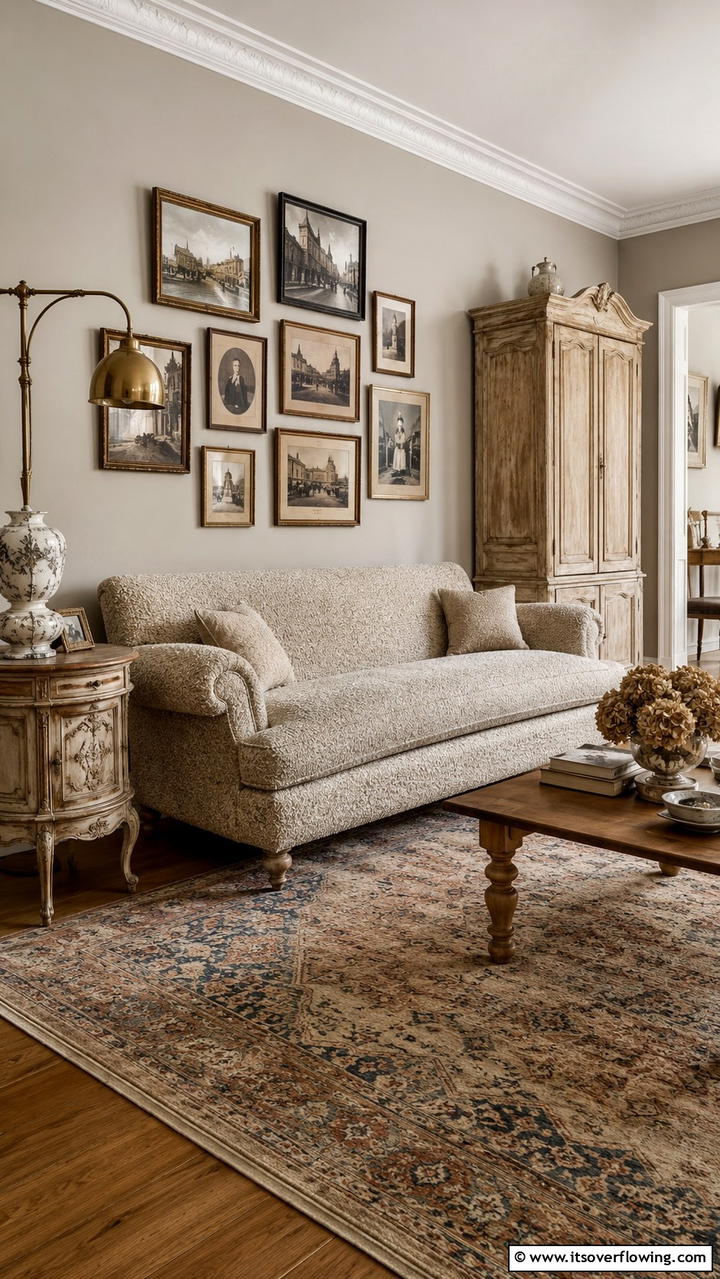 Vintage Charm in Greige Living Room - 30 Greige Living Room Ideas for Neutral & Warm Modern Spaces