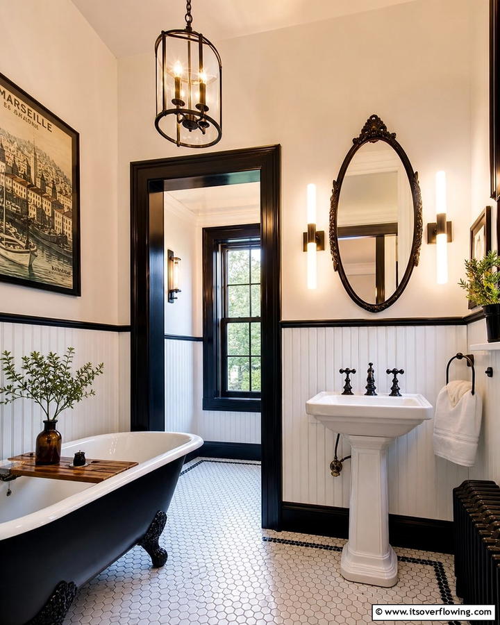 Vintage Charm with a Twist - 21 Classic Black & White Bathroom Designs for Contrast