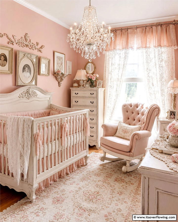 Vintage Chic Style - 25 Baby Girl Nursery Ideas for a Dreamy Space