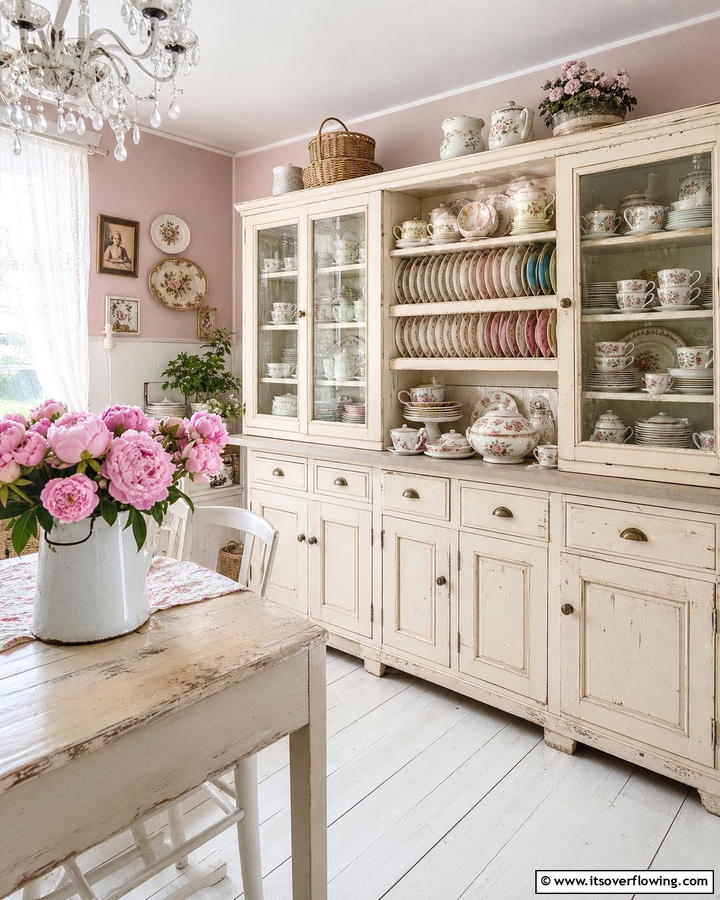 Vintage China Displays - 20 Shabby Chic Kitchen Ideas for a Vintage Look