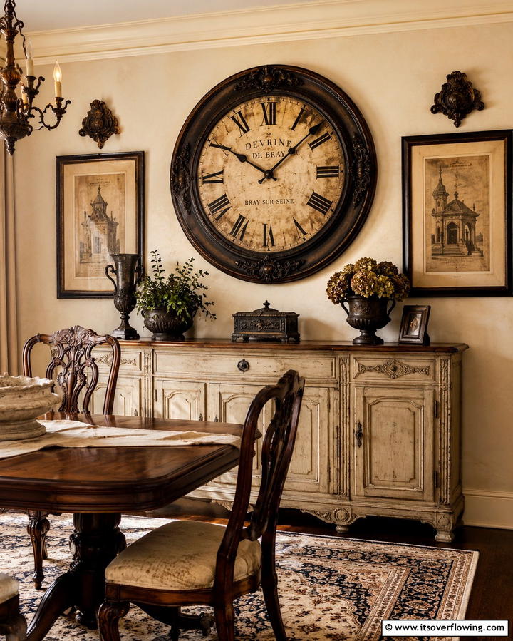 Vintage Clocks as Wall Accents - 20 Vintage Dining Room Ideas for Timeless Elegance