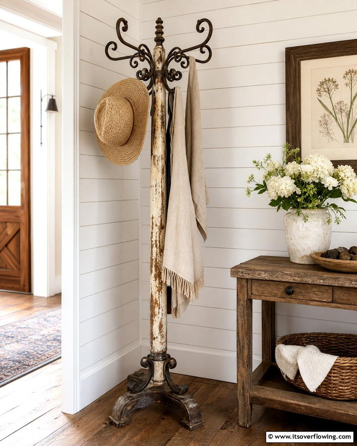 Vintage Coat Racks - 25 Farmhouse Entryway Ideas for a Warm and Welcoming First Impression