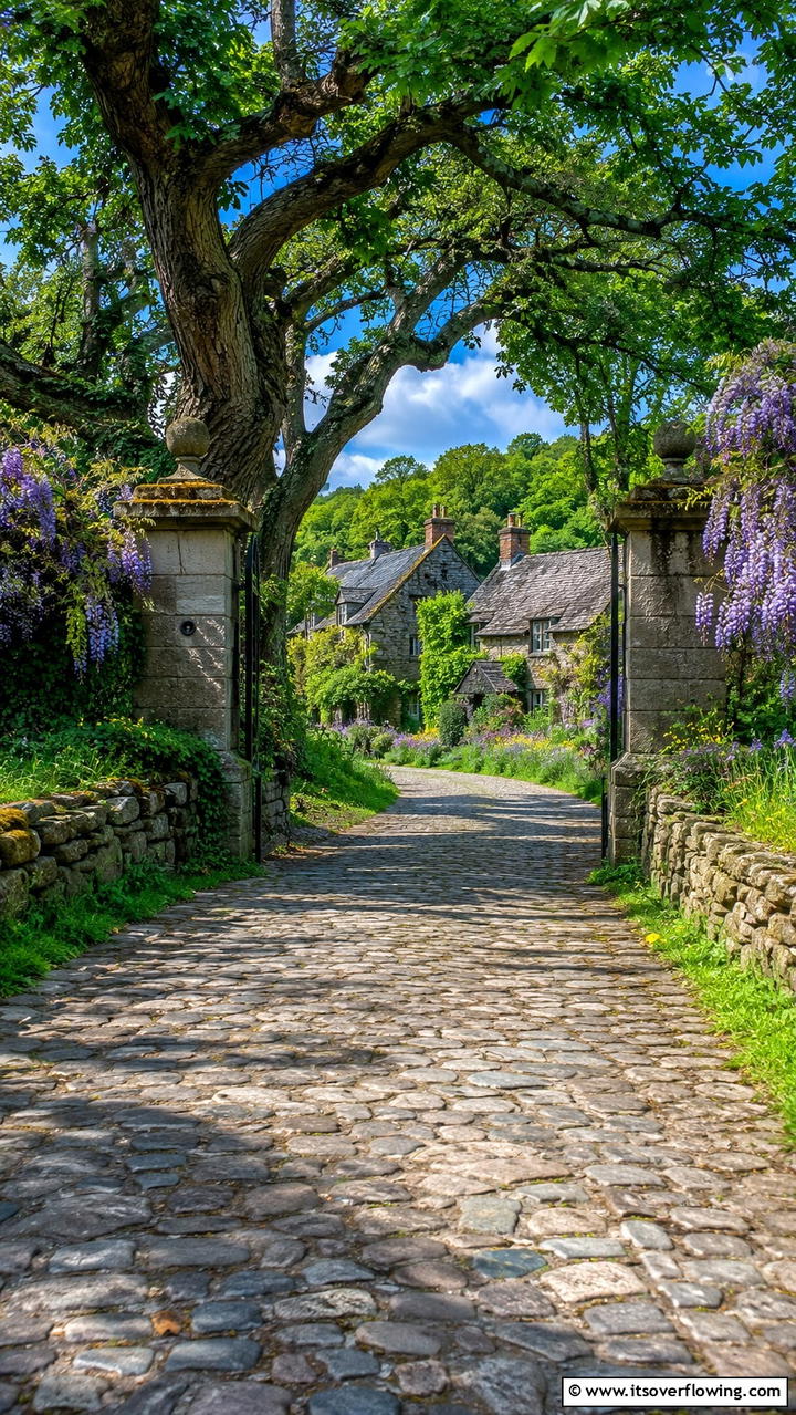 Vintage Cobblestone Path - 30 Driveway Entrance Ideas for Impressive Arrivals