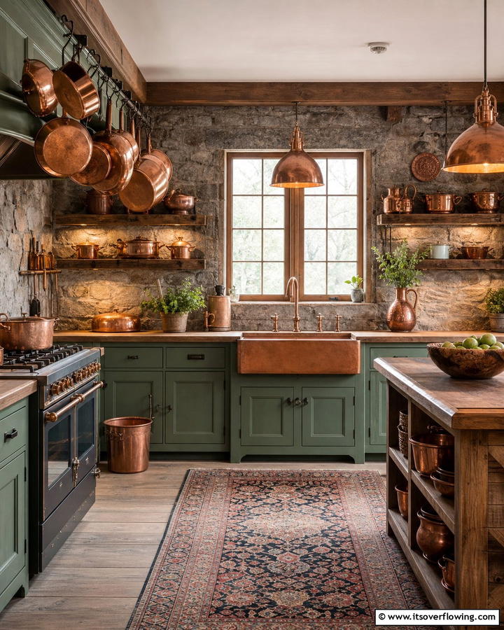 Vintage Copper Accessories - 20 Primitive Kitchen Ideas for a Rustic Charm