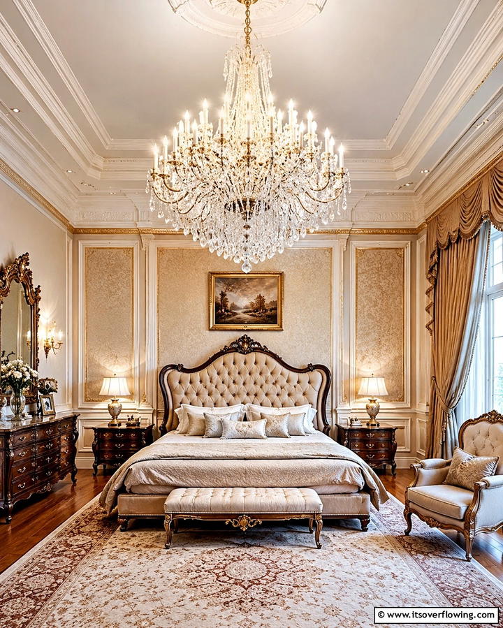 Vintage Crystal Chandeliers - 25 Vintage Bedroom Ideas for Timeless Charm & Style