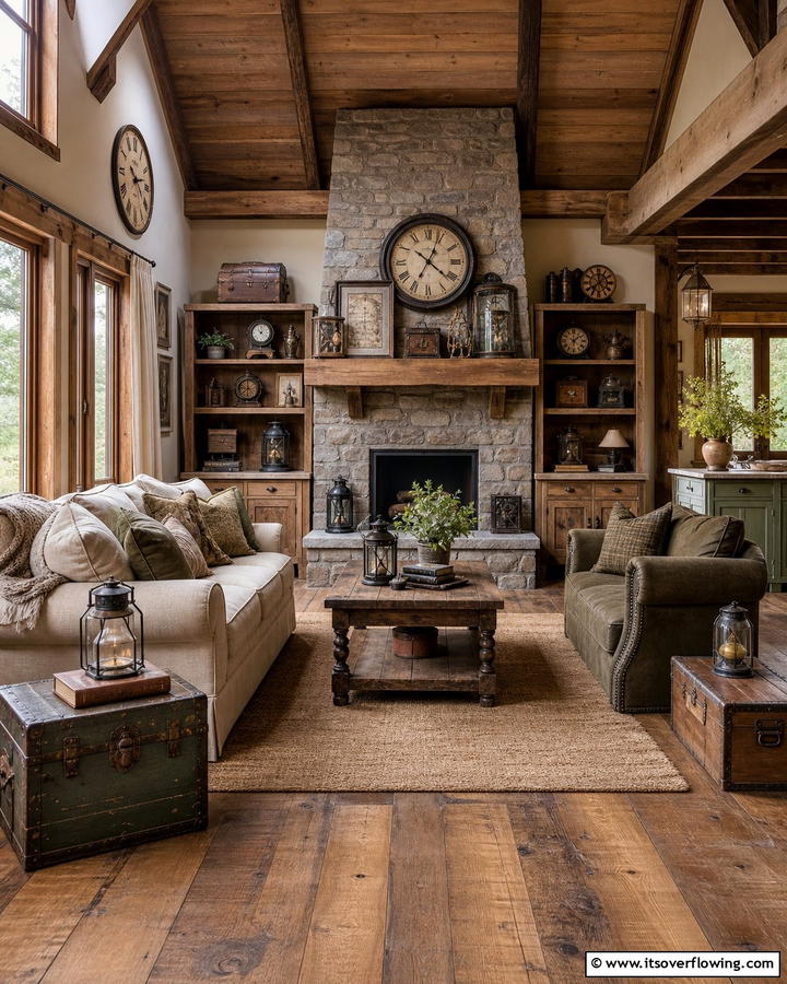 Vintage Decor Pieces - 20 Cabin Living Room Ideas for Cozy Comfort