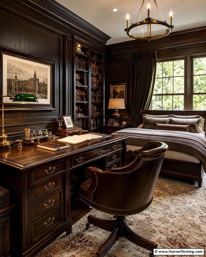 Vintage Desk and Workspace - 30 Dark Academia Bedroom Designs for a Scholarly Aesthetic