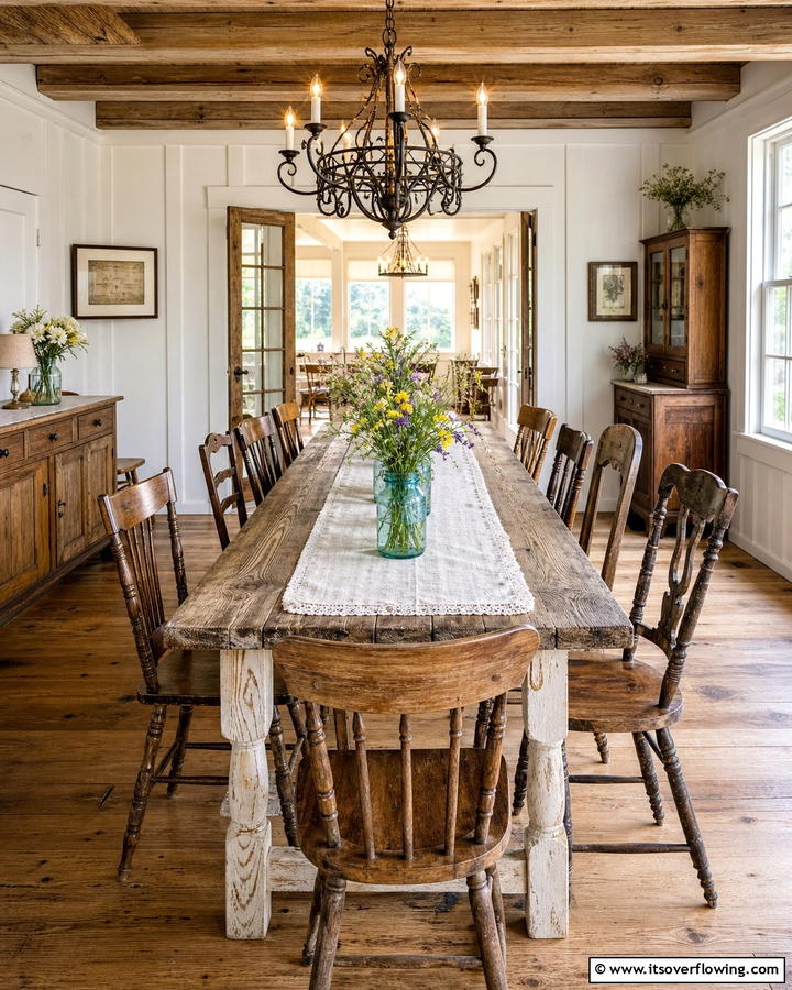 Vintage Dining Experience - 21 Farmhouse Decor Ideas to Add Rustic Charm
