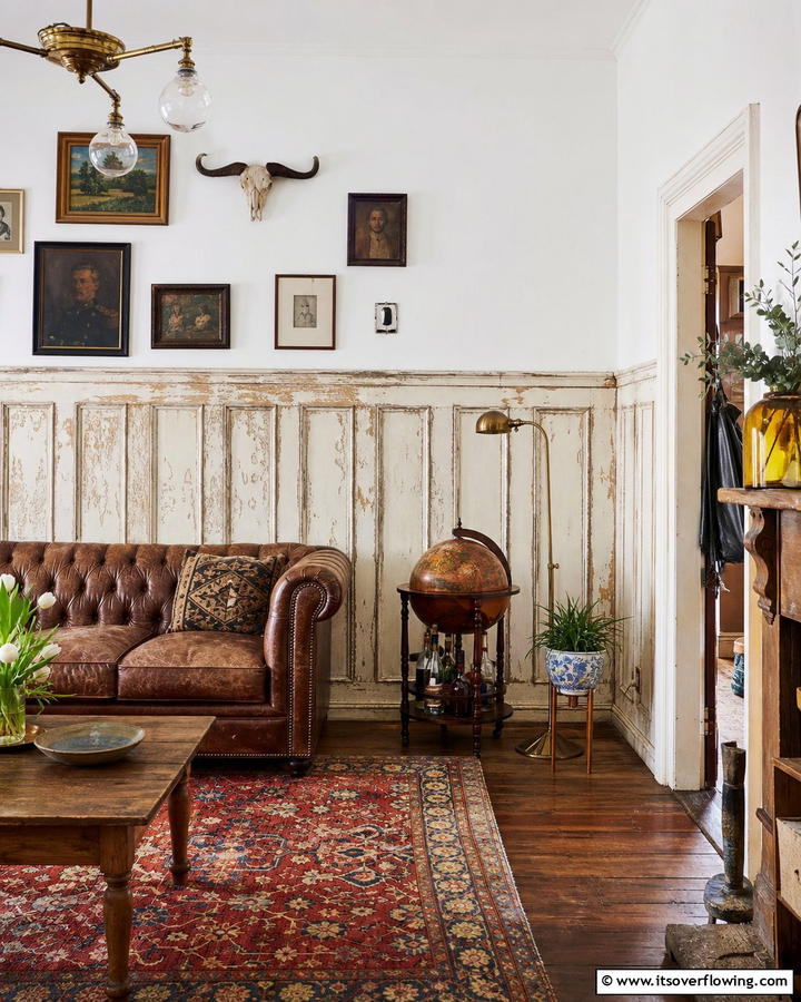 Vintage Distressed Looks - 21 Half Wall Paneling Ideas for Modern Home Organizing