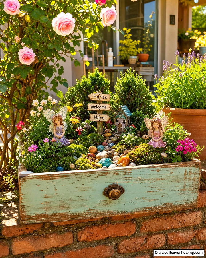 Vintage Drawer Fairy Garden - 25 Fairy Garden Container Ideas for a Magical Touch
