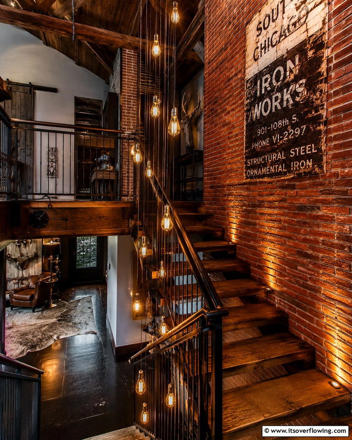 Vintage Edison Bulbs Along the Staircase - 25 Staircase Lighting Ideas to Illuminate Your Home