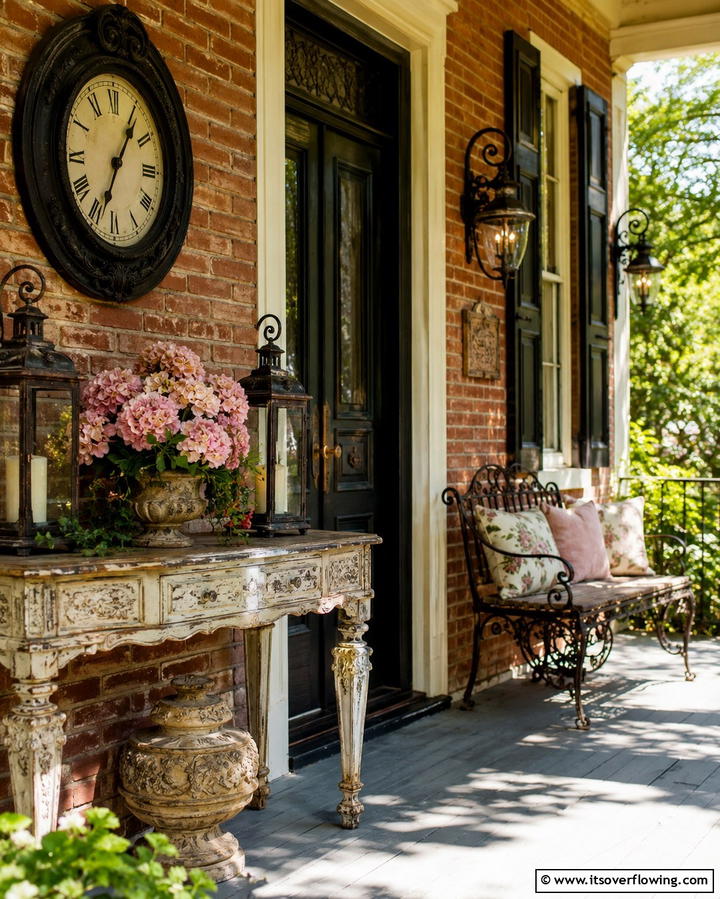 Vintage Elegance with Antique Decor - 25 Front Porch Deck Ideas for a Stunning Entryway