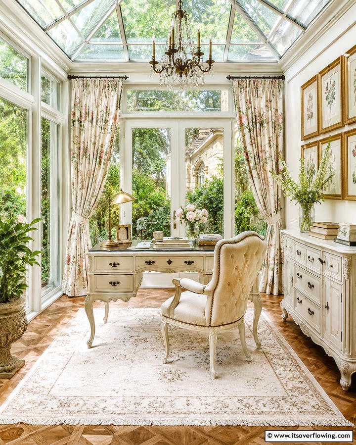 Vintage Elegance - 20 Sunroom Office Ideas for a Productive Workspace