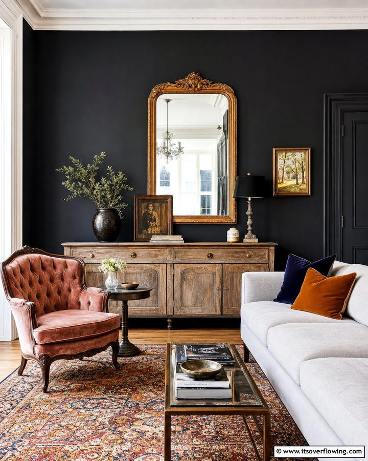 Vintage Elements for Character - 20 Moody Living Room Ideas for a Dramatic Atmosphere