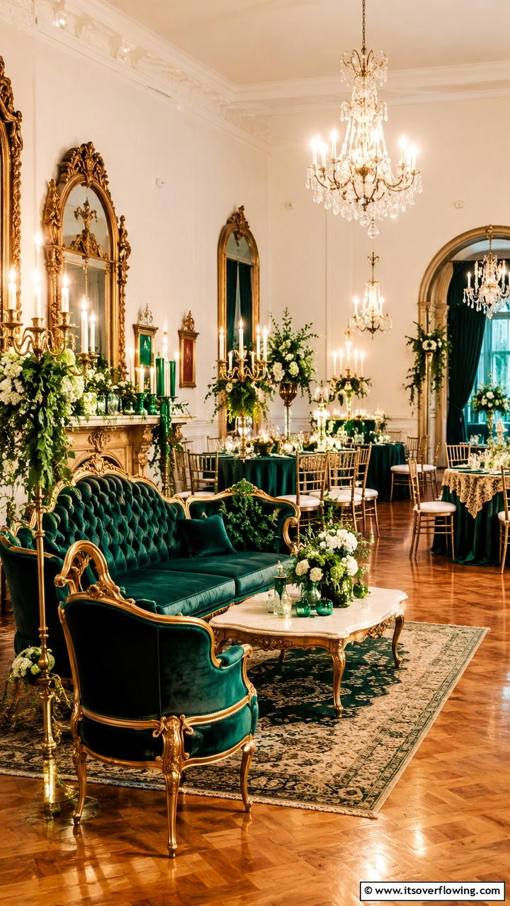 Vintage Emerald Accents - 30 Emerald Green Wedding Ideas for Luxurious Celebrations