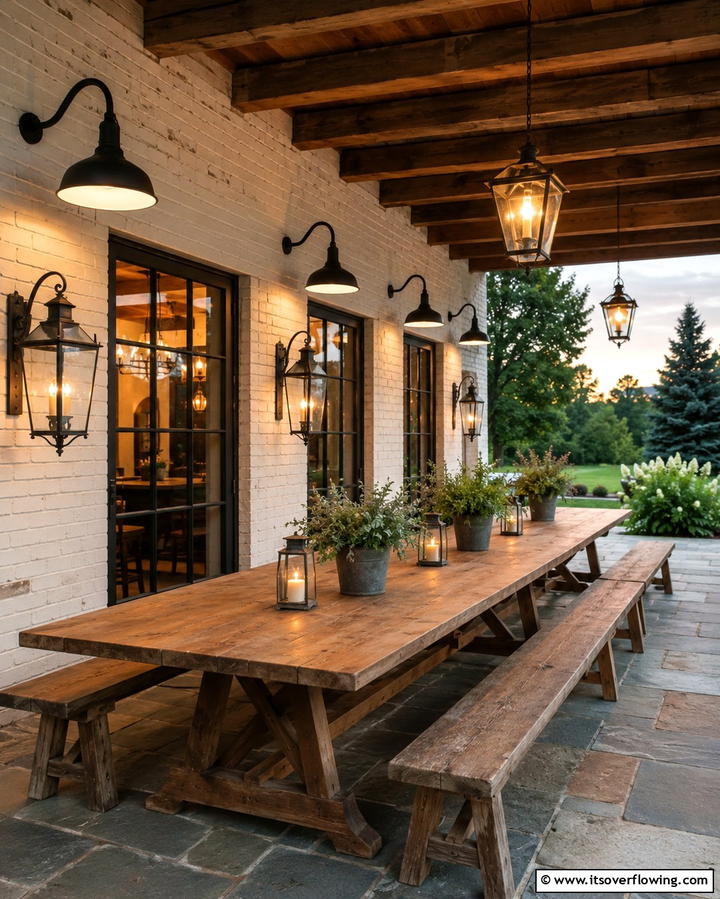 Vintage Farmhouse Lighting - 30 Farmhouse Patio Ideas for Rustic Outdoor Relaxation