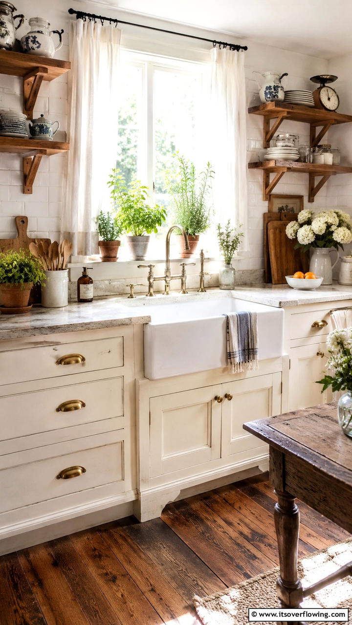 Vintage Farmhouse Sink Appeal - 30 Cottage Kitchen Ideas for Cozy, Charming Farmhouse Style