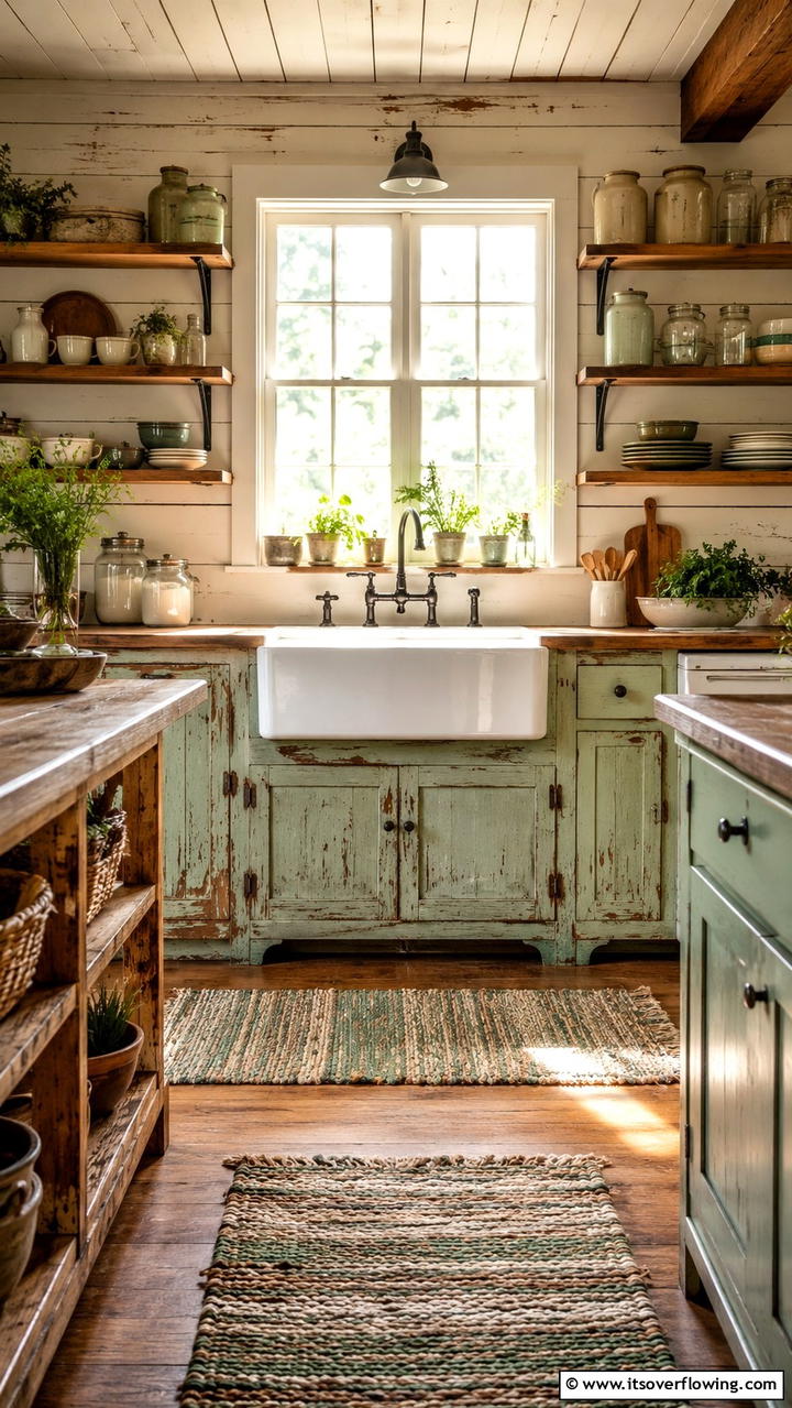 Vintage Farmhouse Sink Installation - 30 Cabin Kitchen Ideas- Rustic and Cozy Cooking Spaces