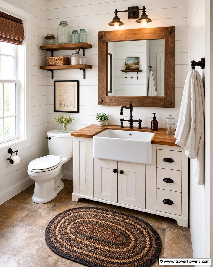 Vintage Farmhouse Sink - 21 Country Bathroom Ideas with Vintage Farmhouse Charm