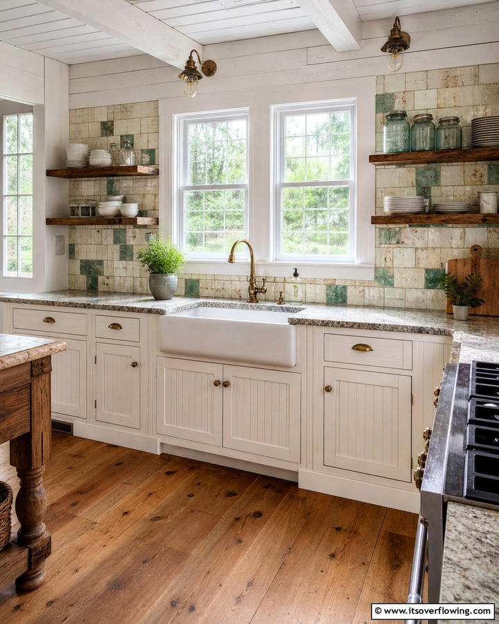 Vintage Farmhouse Style - 21 Backsplash Ideas for White Cabinets and Granite Counters