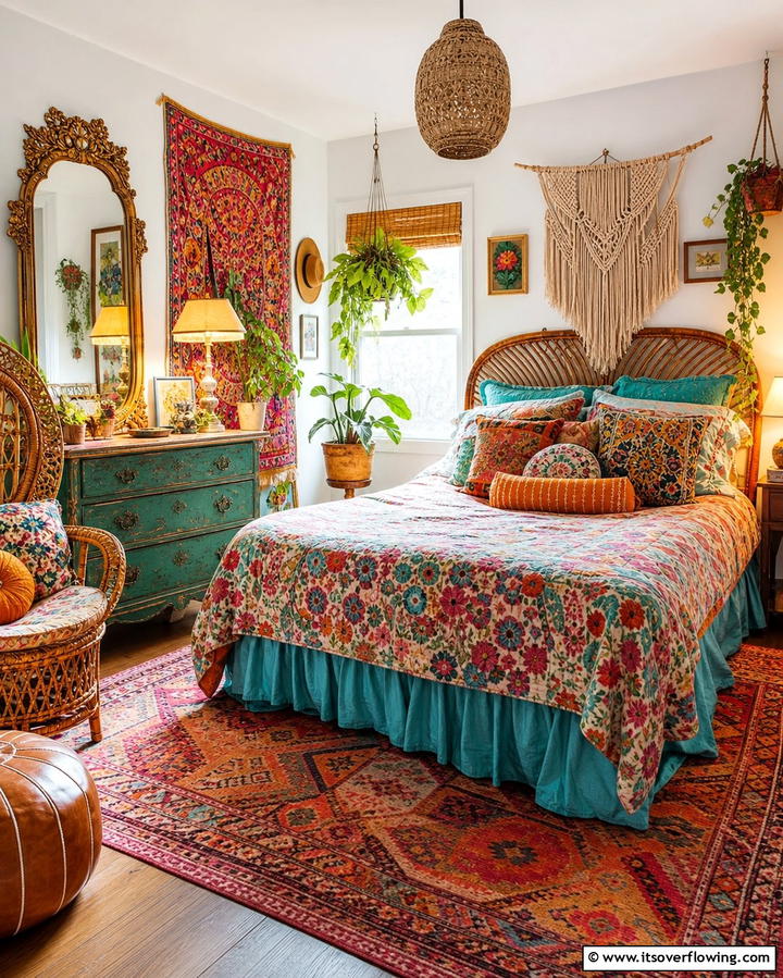 Vintage Finds for Unique Character - 25 Colorful Boho Bedroom Ideas for a Cozy Retreat