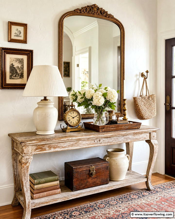 Vintage Finds - 25 Entryway Table Decor Ideas to Welcome Guests in Style