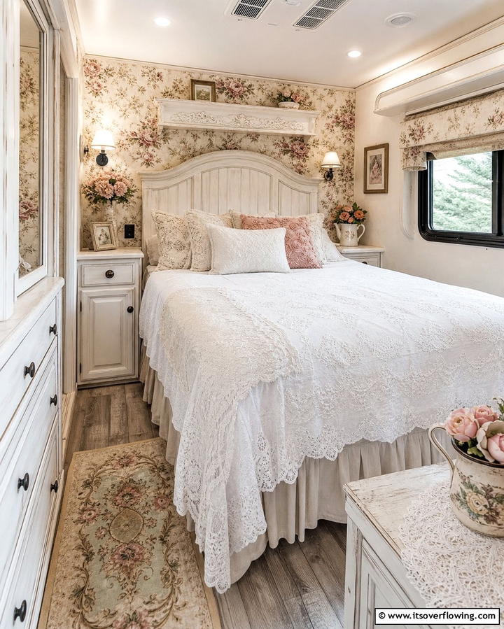 Vintage Floral Designs - 25 RV Wallpaper Ideas for a Stylish and Comfortable Space