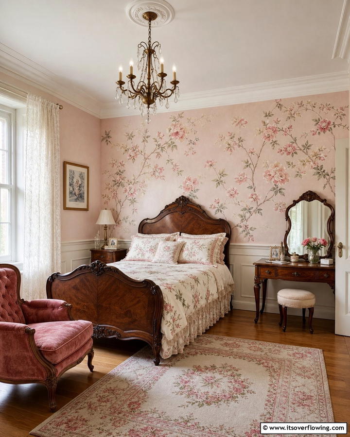 Vintage Floral Pattern - 30 Wall Painting Ideas for Every Room in Your Home