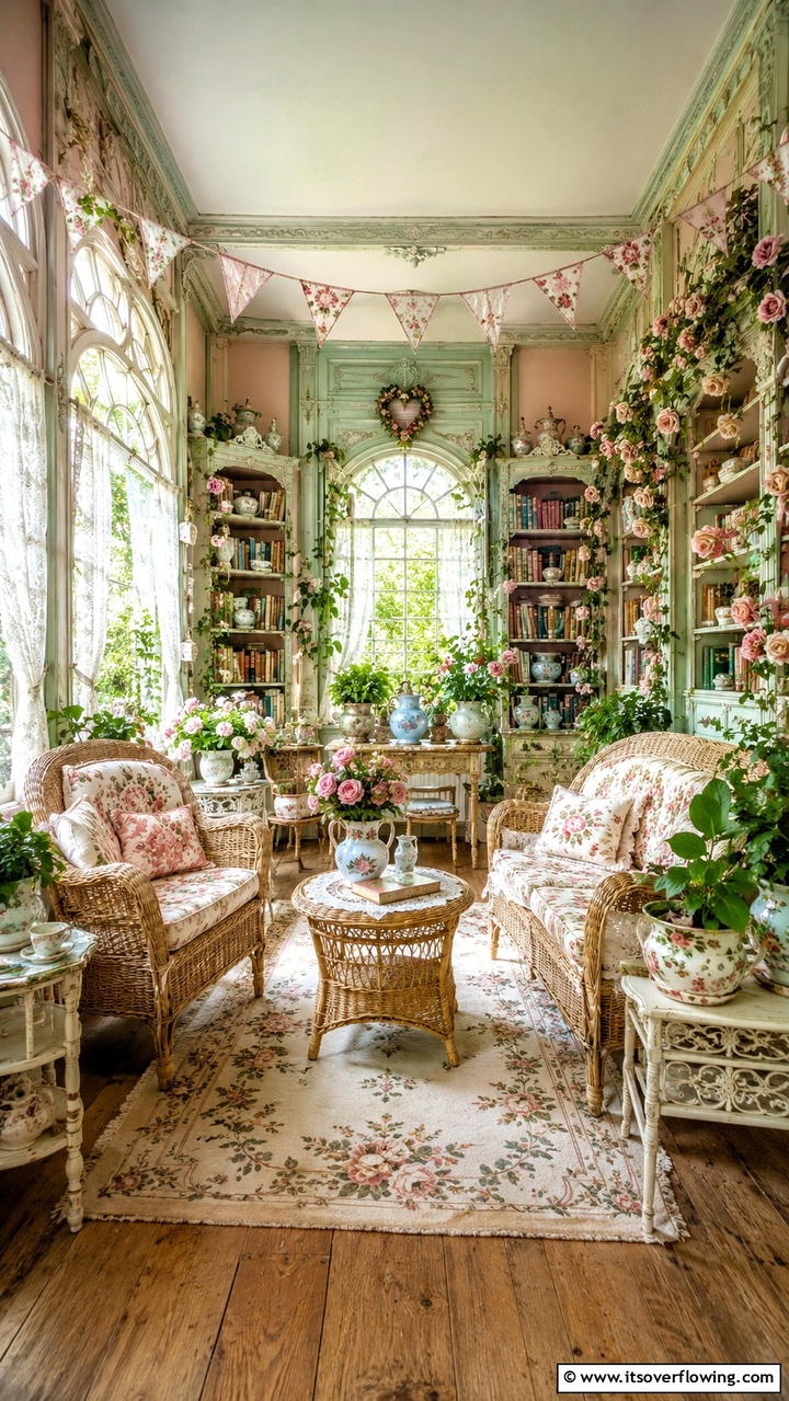 Vintage Floral Sanctuary - 30 Garden Room Ideas- Cozy Outdoor Retreats & Studios