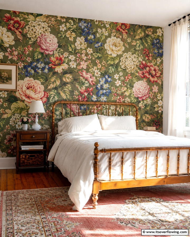Vintage Floral Wallpaper - 25 Vintage Bedroom Ideas for Timeless Charm & Style