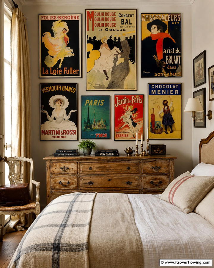 Vintage French Posters - 25 Paris-themed Bedroom Ideas for a Romantic Retreat