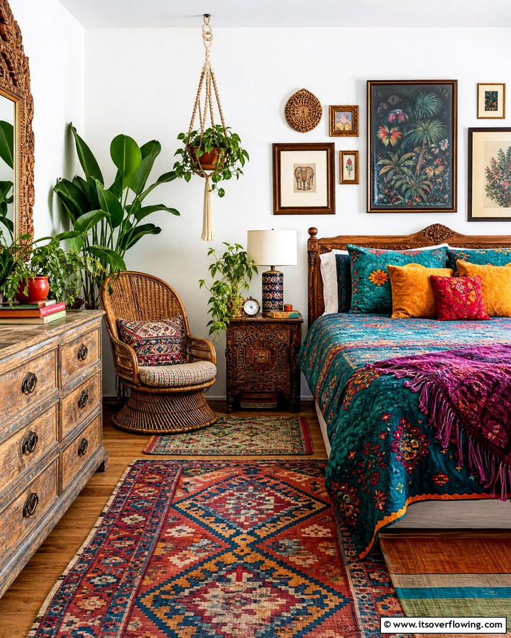Vintage Furniture Pieces - 25 Colorful Boho Bedroom Ideas for a Cozy Retreat