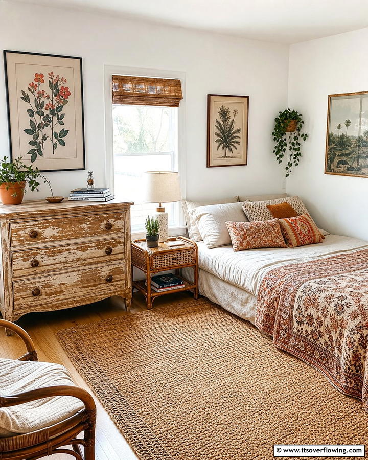 Vintage Furniture for Character - 20 Cozy Small Boho Bedroom Design Ideas