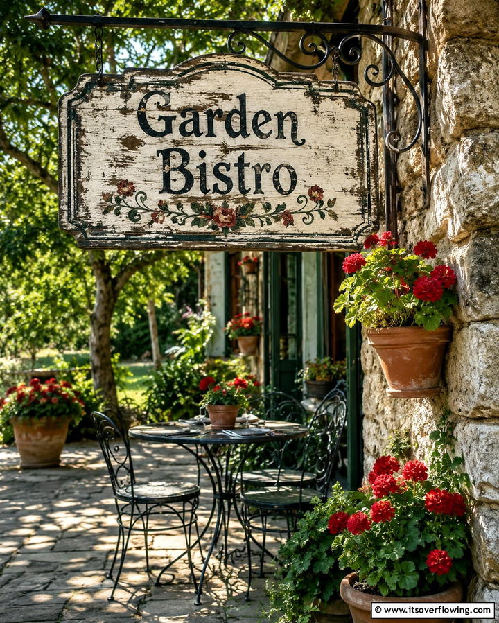 Vintage Garden Cafe Sign - 25 Garden Sign Ideas to Personalize Your Outdoor Space